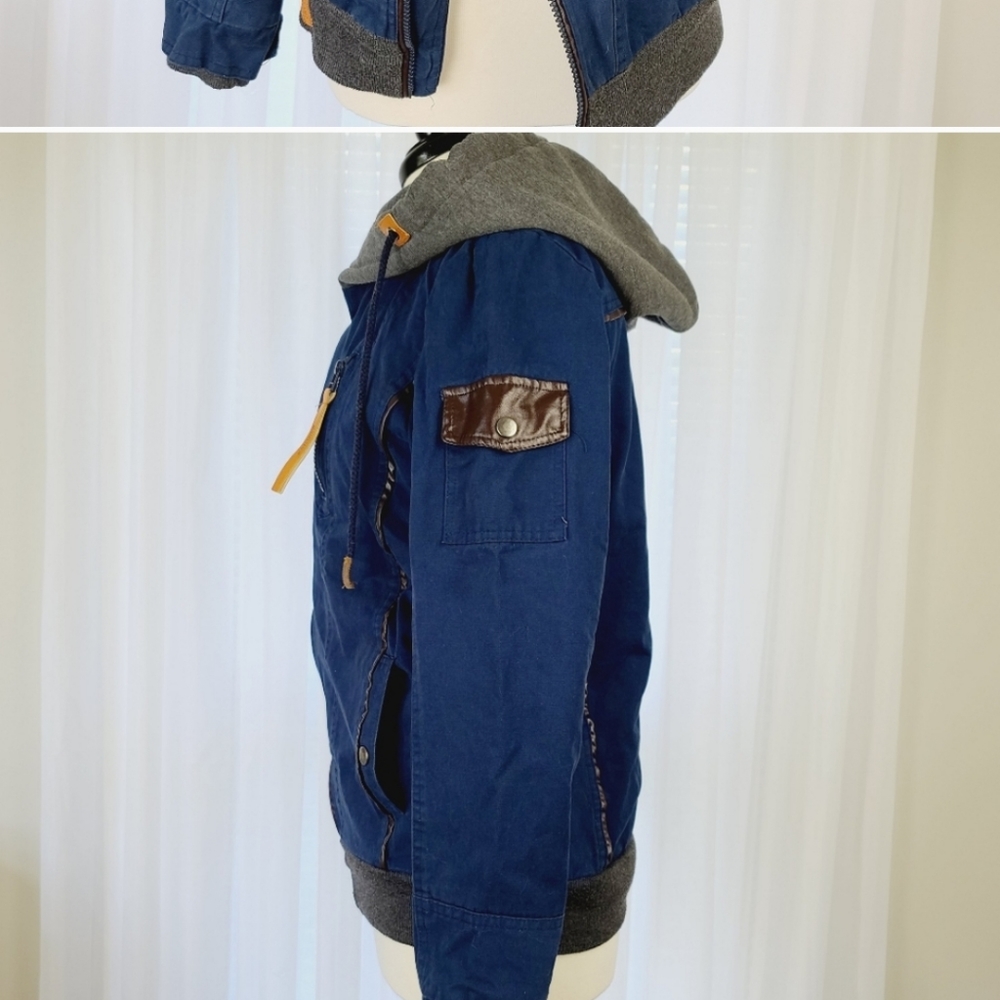 YIBAILIAN NAKETANO JACKET - Fleece lined, diagonal zip, hoodie Size L - Picture 3 of 8